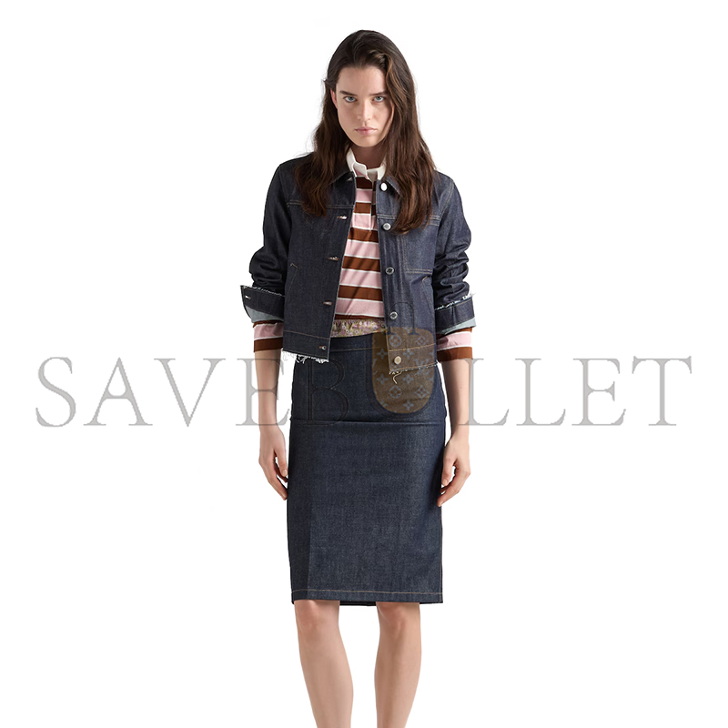 PRADA LONG-SLEEVED BAYADERE PRINT LISLE COTTON T-SHIRT 39661